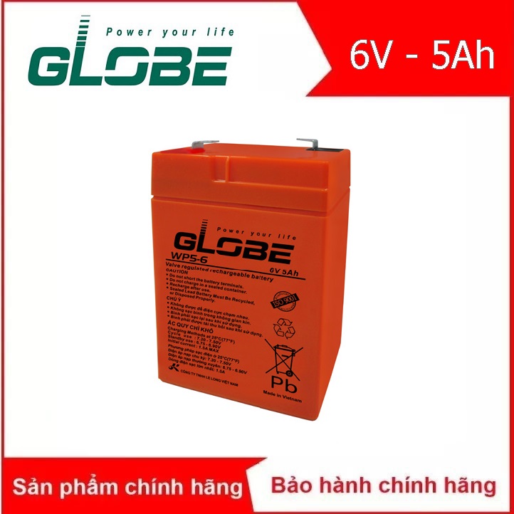 Ắc quy kín khí Globe 6V 5Ah WP5 6 ắc quy khô giá rẻ