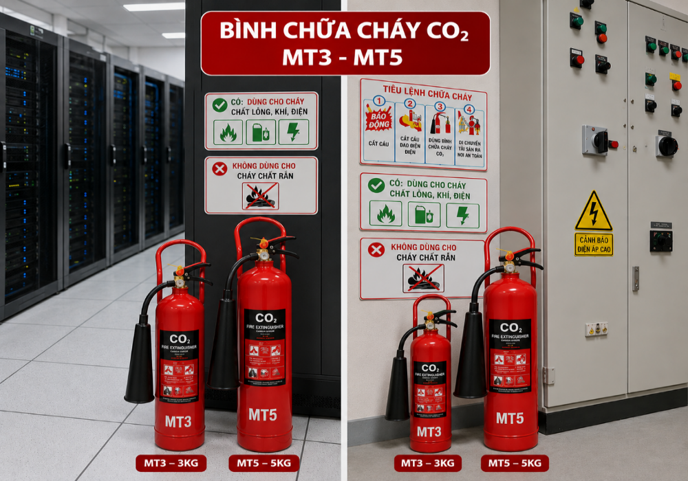 bình chữa cháy CO2 MT3 MT5 chính hãng cho phòng máy