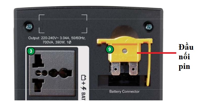Đầu nối pin của UPS APC BX700U-MS 700VA (700VA/390W)