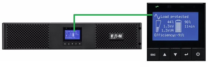 Bộ lưu điện UPS EATON 9SX3000IR với Màn LCD hiển thị thông báo