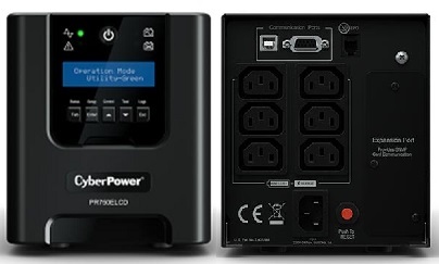 mặt trước sau UPS CyberPower PR750ELCD 750VA/675W