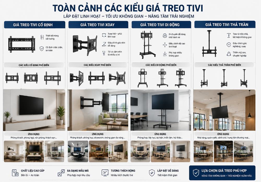 các loại giá treo tivi NB và Ergotek
