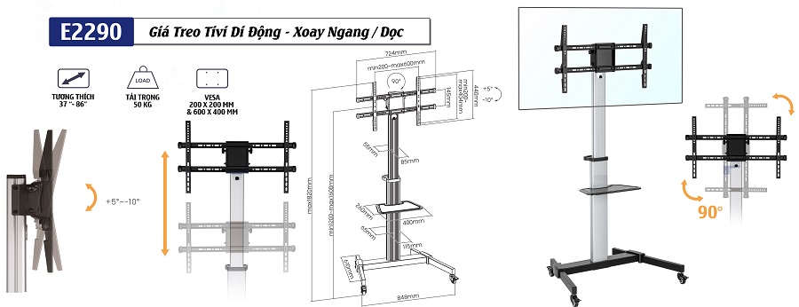 Thông số kỹ thuật chi tiết của khung tivi di động E2290