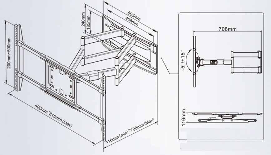 Thông số chi tiết sản phẩm khung treo tivi NB SP5