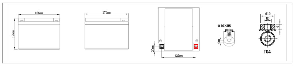 Kích thước vật lý ắc quy SAITE BT-12M26AT