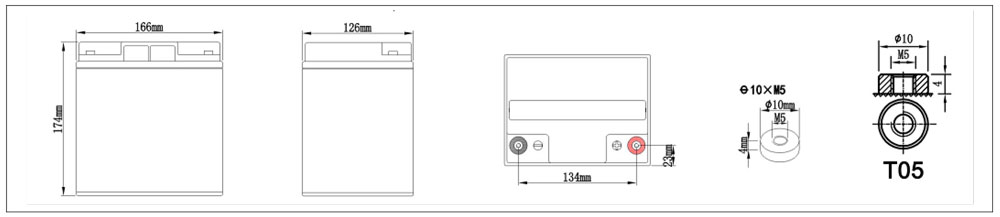 Kích thước vật lý ắc quy SAITE BT-12M28AC