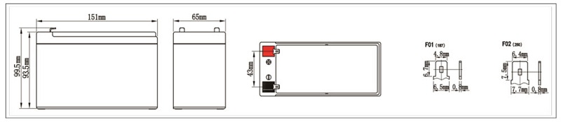 Kích thước vật lý ắc quy SAITE BT-12M7.5AT