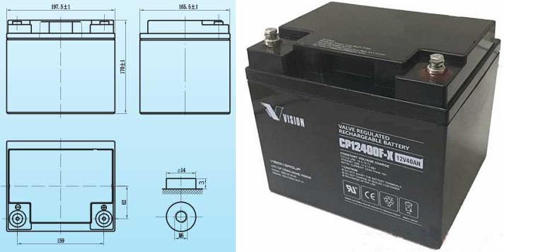 kích thước ắc quy Vision CP12400F-X