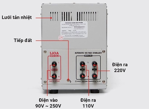 Mặt sau của Ổn áp LIOA DRI-3000II 3KVA 1 pha