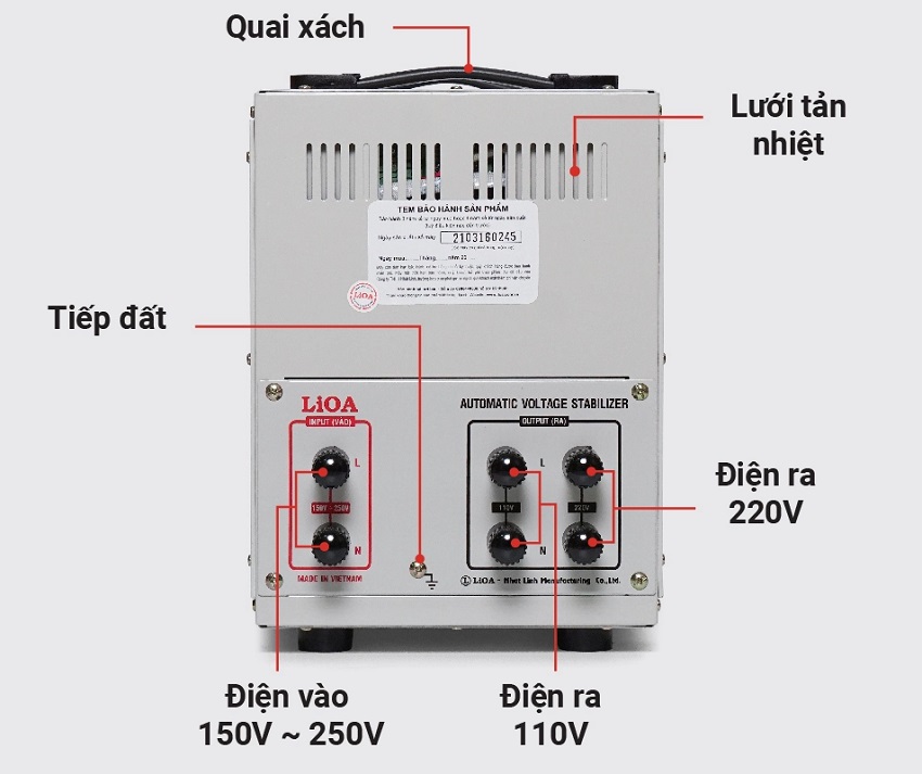 Mặt sau Ổn áp LIOA SH-7500II 