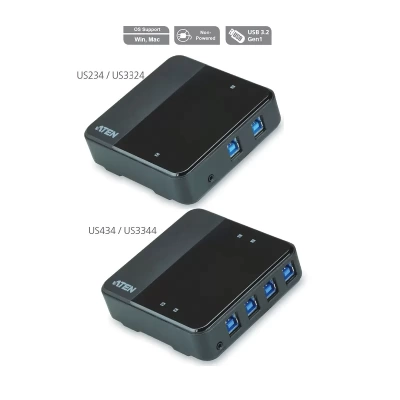 Thiết bị chia sẻ ngoại vi USB 3.2 Gen 1 2/4 cổng ATEN