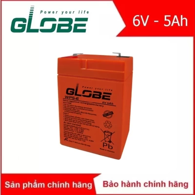 Ắc quy kín khí Globe 6V-5Ah (WP5-6), ắc quy khô giá rẻ