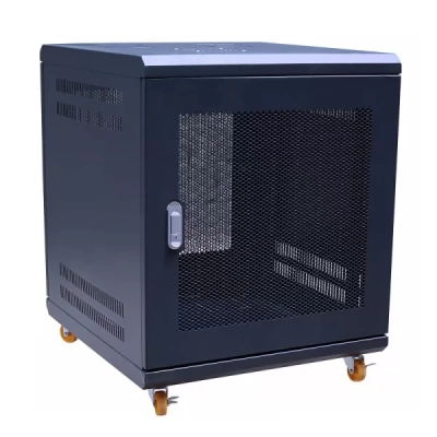 Tủ Rack TMC 12U Sâu D600 Màu Đen Cửa Lưới TM126BN-B có bánh xe