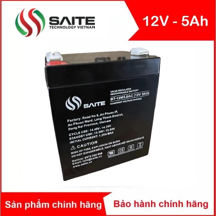 Bình ắc quy kín khí SAITE 12V-5Ah (BT-12M5.0AC)