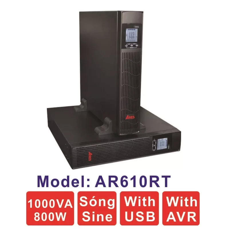 Bộ lưu điện  ARES AR610RT 1KVA (800W) Dạng Rack