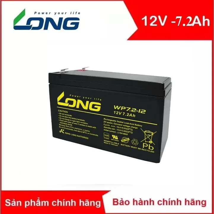 Ắc quy kín khí Long 12V-7.2Ah (WP7.2-12)