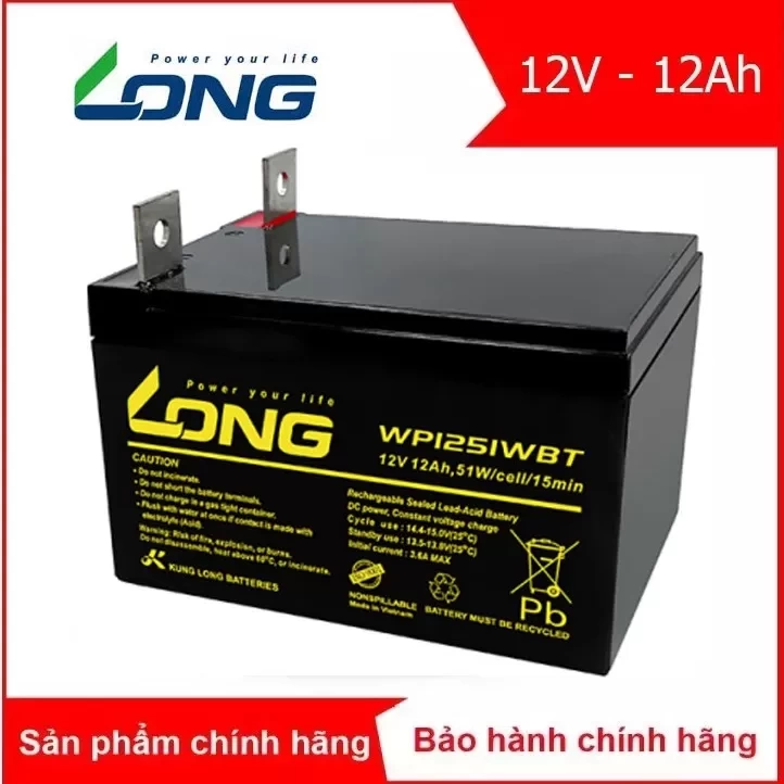 Ắc quy kín khí LONG WP1251WBT 12V-51W-15Min (12V-12Ah)