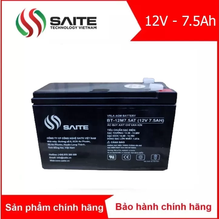 Bình ắc quy kín khí SAITE 12V-7.5Ah (BT-12M7.5AT)