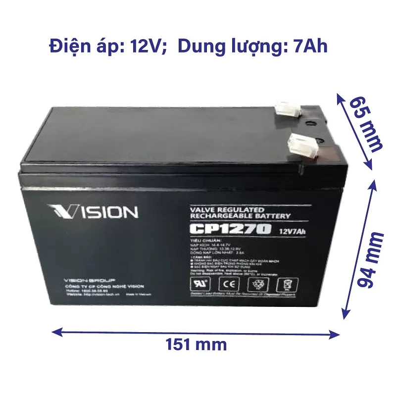 Ắc quy VISION CP1270 12V - 7Ah