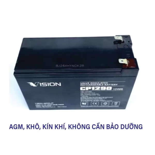 Ắc quy VISION CP1290 12V-9Ah Dùng Cho UPS, Thiết Bị Viễn Thông