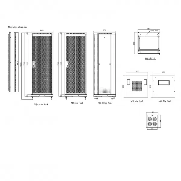 Tủ rack 36U UNR 36UD-2CL 2 cửa lưới