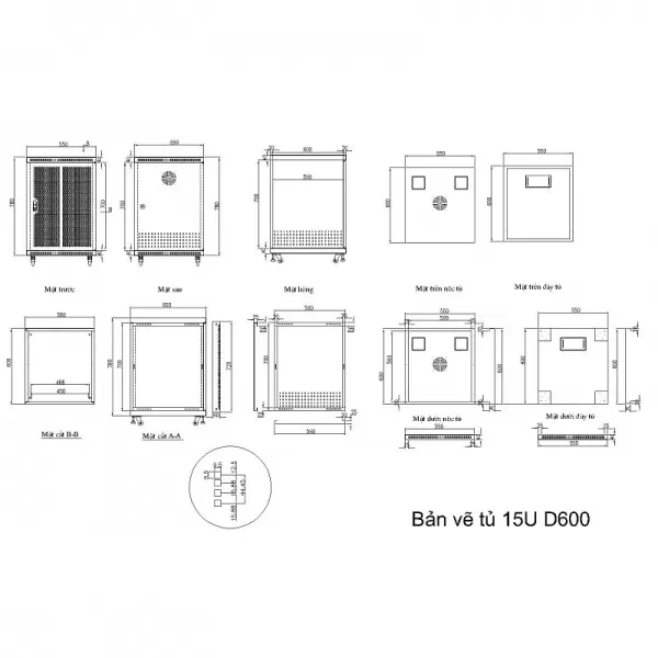 Tủ rack chuẩn 19 inch 15U UNR-15UD600 cửa lưới