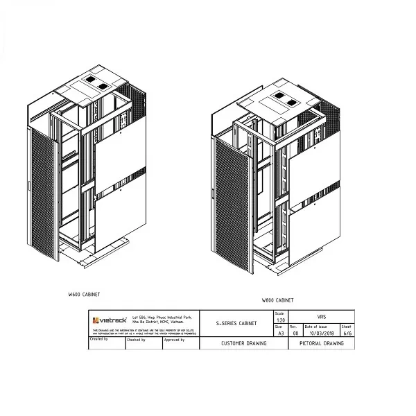 Bảng vẽ thiết kế của Tủ rack Vietrack V-Series Server Cabinet 20U-8
