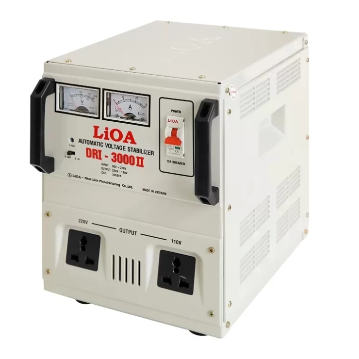 Ổn áp LIOA DRI-3000II 3KVA 1 pha nhìn từ mặt nghiêng