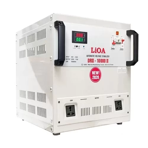 Ổn áp LIOA DRII-10000II 10KVA dòng 1 pha nhìn từ mặt bên