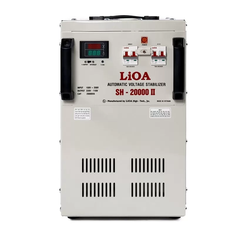 Chi tiết mặt trước của Ổn áp LIOA SH-20000II 20KVA dòng 1 pha