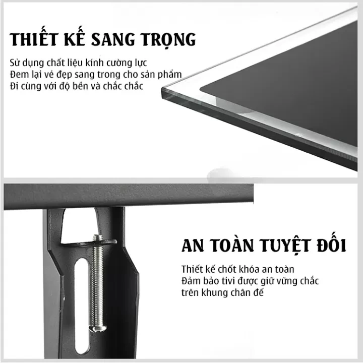 Chân Đế Tivi Đa Năng E607 - Mặt Kính Cường Lực cho tivi từ 40-65 inch