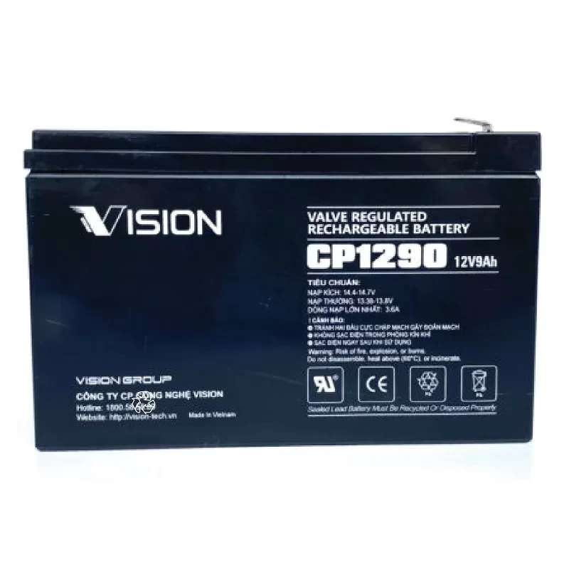 Ắc quy VISION CP1290 12V-9Ah Dùng Cho UPS, Thiết Bị Viễn Thông